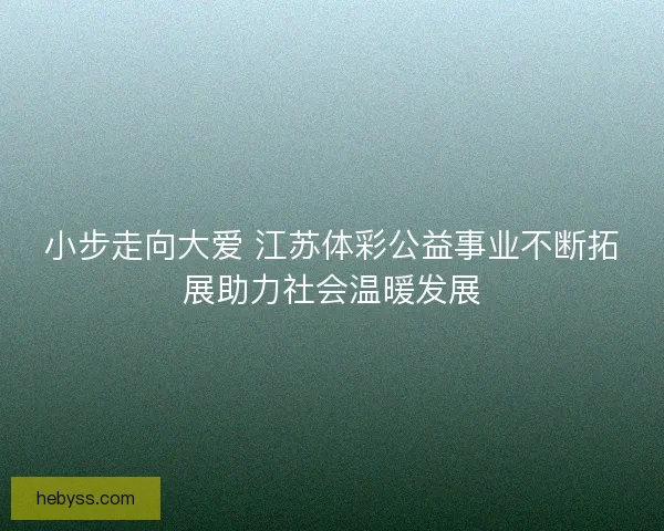 小步走向大爱 江苏体彩公益事业不断拓展助力社会温暖发展